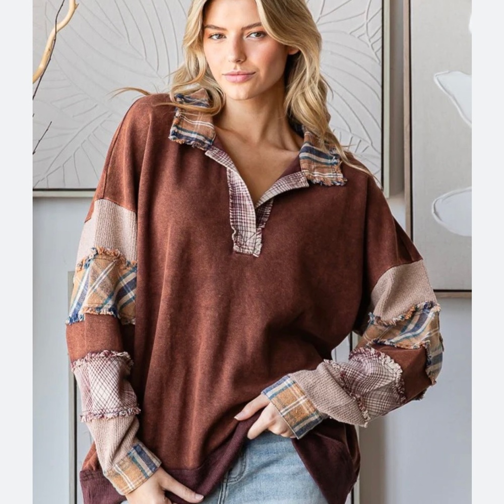 Oli & Hali Patchwork Brown sweater
